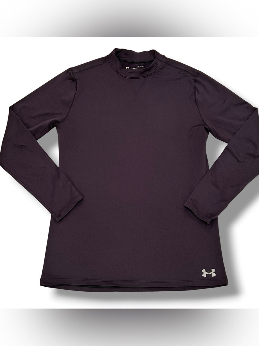 Under Armour Sz L Black ColdGear Fitted Mock Neck Shirt Long Sleeve Athletic F-1